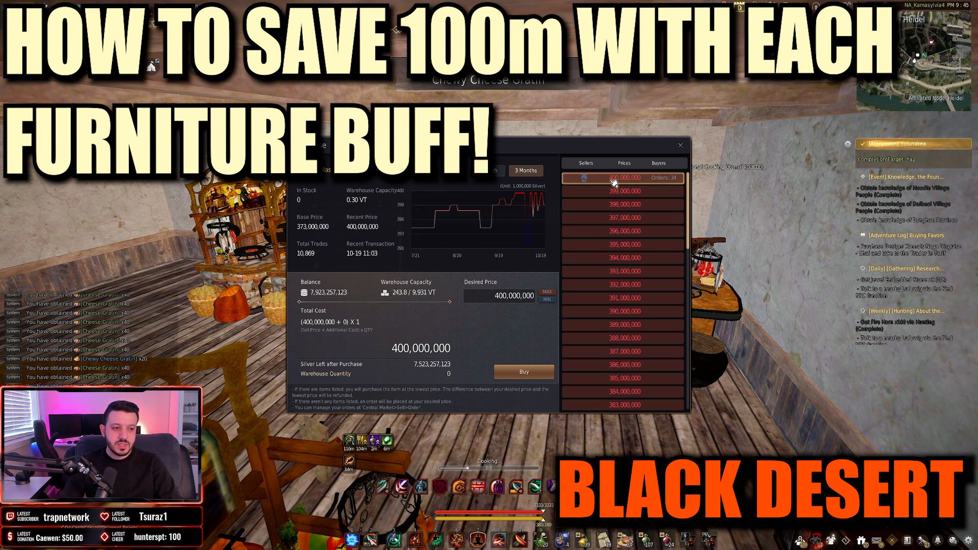 How To Save Money with Each Furniture Buff in Black Desert Online